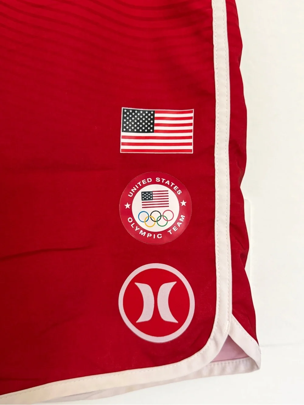 Hurley Red Swim Shorts with White Trim and USA Logos